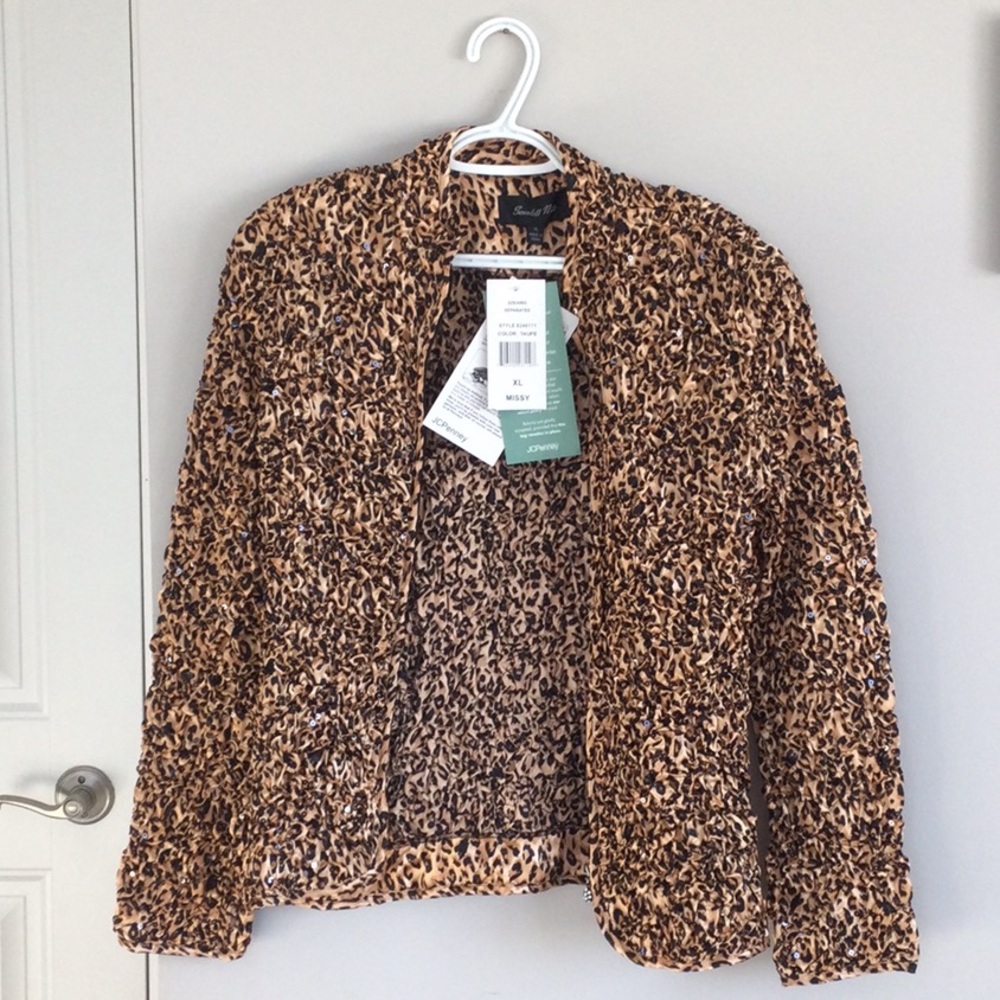 Women’s XL Formal Ruched Leopard Print Jacket